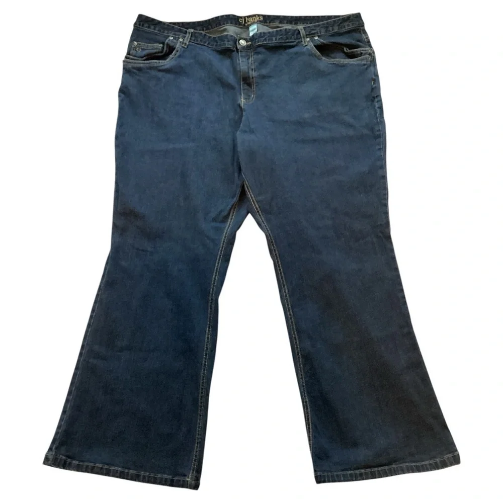 CJ Banks Dark Blue Flare Jeans Stretch Plus Size 28W (3X)
